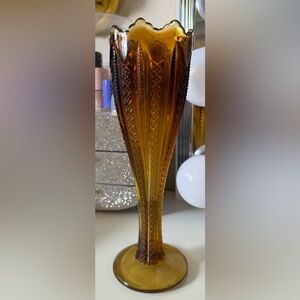 Vintage Tiara Indiana Glass Light Amber Bud Vase 10 Inch